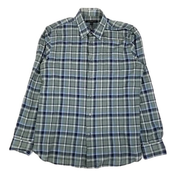 John Varvatos Green Plaid Lightweight Long Sleeve Button Down Shirt Mens Medium - Picture 1 of 8
